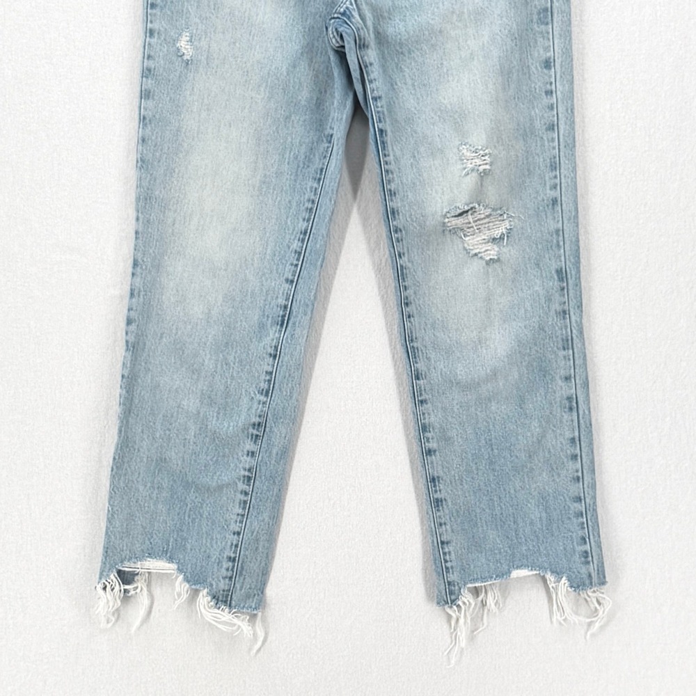 Pistola Denim Jeans Women 27 Blue Distressed Raw Hem High Rise Straight Leg - Picture 11 of 16